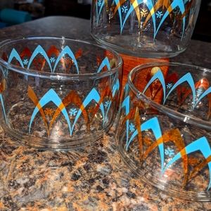 Mid Century Modern Turquoise Atomic Glass Bowls